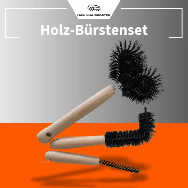 Holz-Bürstenset für Mähroboter – umweltfreundliches Reinigungsset mit ergonomischen Holzgriffen für gründliche Pflege