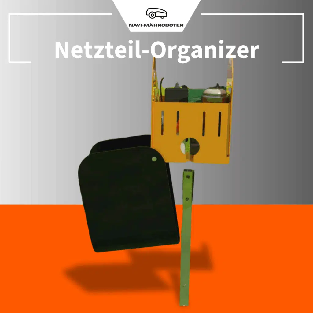 Netzteil-Organizer in Orange für Navimow – witterungsgeschützte Aufbewahrung für Ladegerät und Zubehör mit Abdeckung