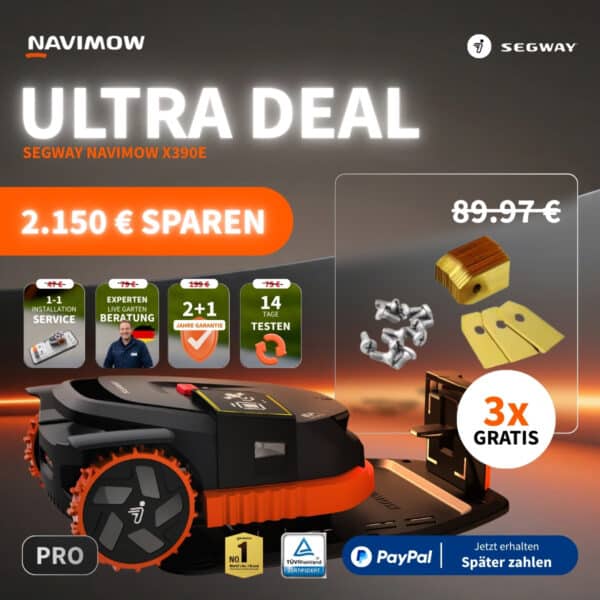 Modell 2026 | Segway Navimow X390E Mähroboter | 10.000 m² | ToF | EFLS 3.0 | nRTK | 50% Steigung