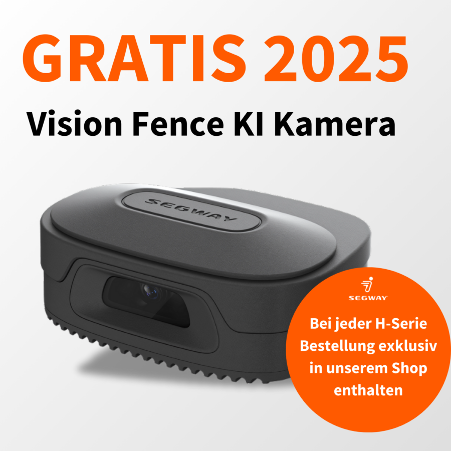 Vision Fence KI-Kamera von Segway, gratis im Jahr 2025 bei jeder Bestellung eines Mähroboters der H-Serie, exklusiv im Shop erhältlich.