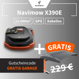 Segway Navimow X390E GPS-Mähroboter für 12.000 m² – kabellos mähen mit gratis Garage im Wert von 229 € sichern per Gutscheincode