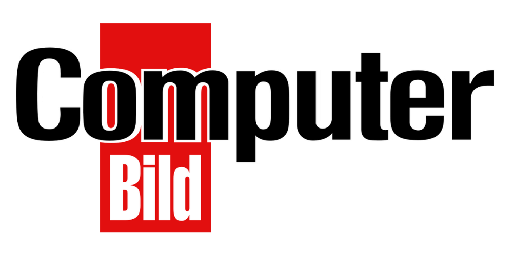 Logo von Computer Bild mit schwarzer und roter Schrift.