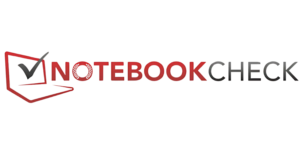 Logo von Notebookcheck mit rotem und schwarzem Schriftzug auf transparentem Hintergrund.