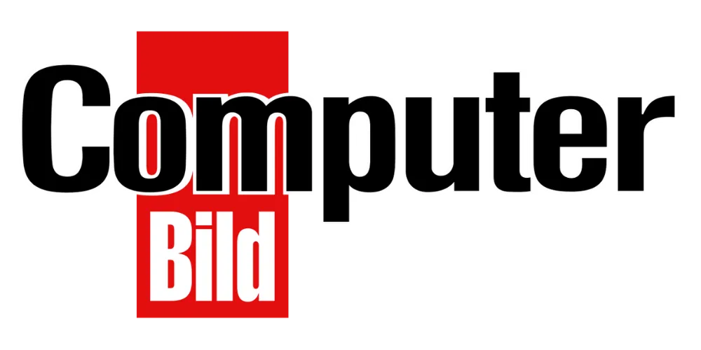 Logo von Computer Bild mit schwarzer Schrift auf transparentem Hintergrund und rotem Akzent.