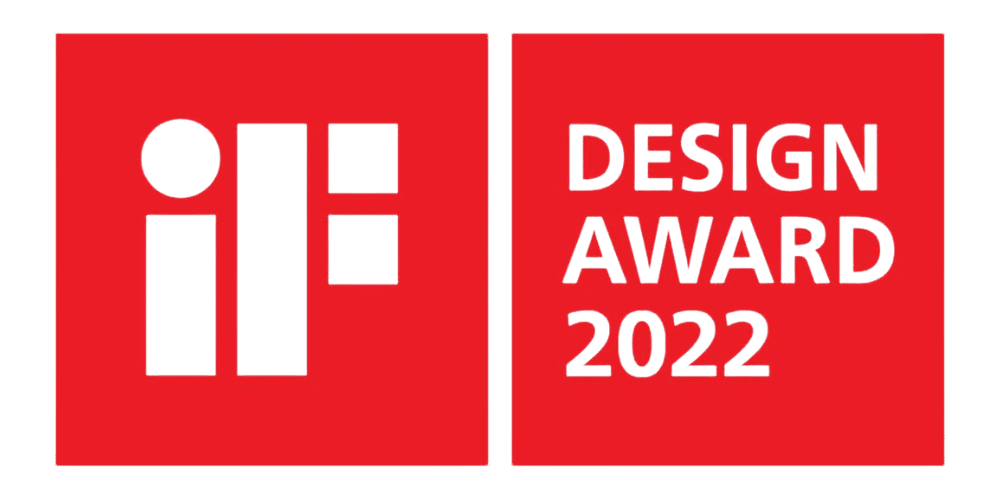 iF Design Rot Award 2022 Logo – Auszeichnung für herausragendes Produktdesign in roter Farbgebung