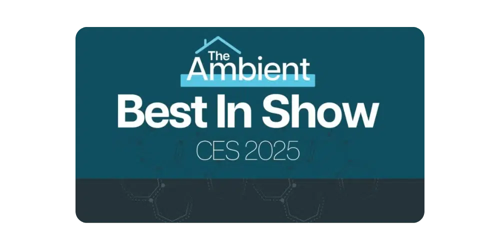 Auszeichnungsgrafik ‚Best In Show – CES 2025‘ von The Ambient auf dunkelblauem Hintergrund