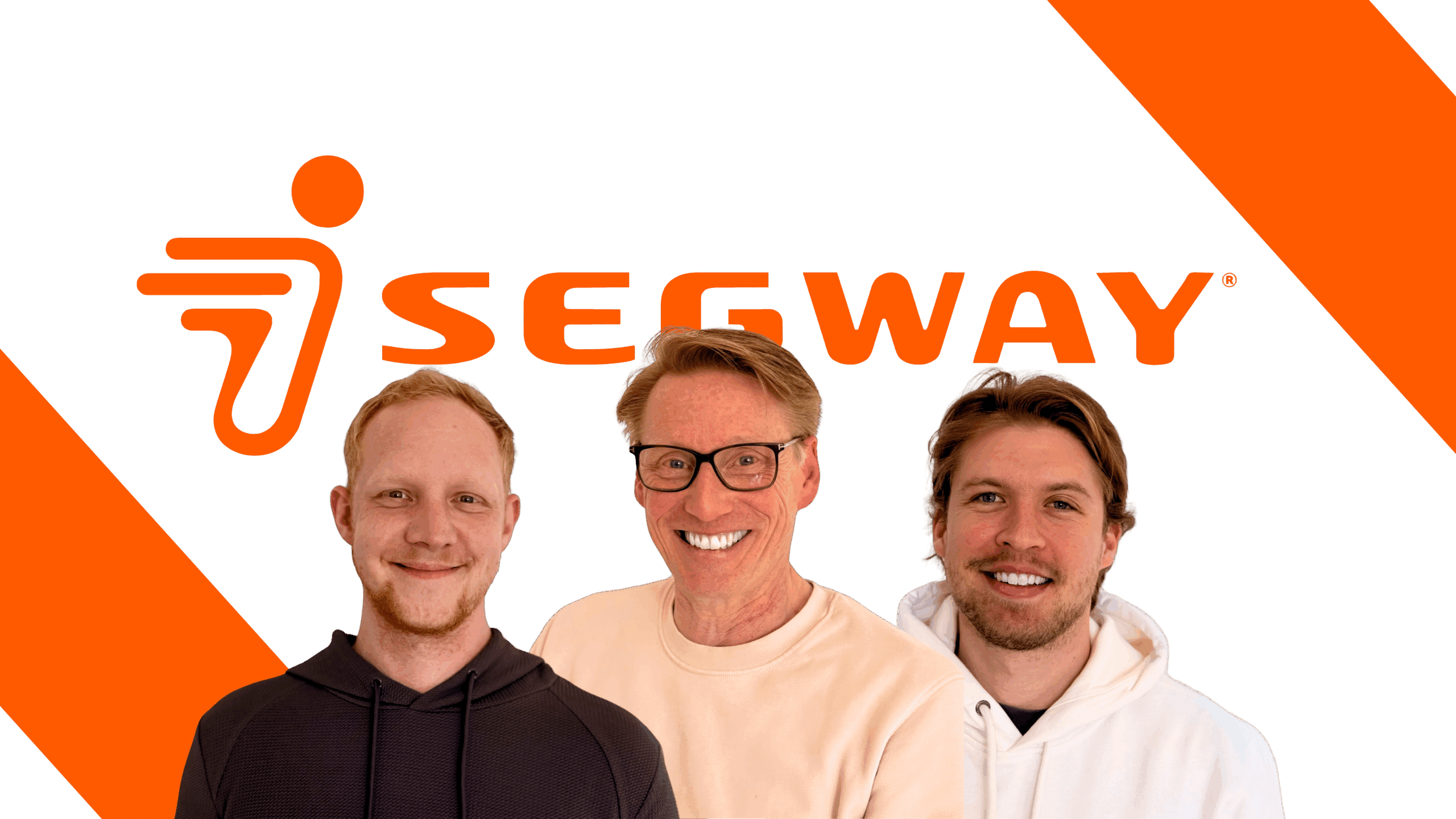 Das Navimow Team vor Segway-Logo mit transparentem Hintergrund – Experten für kabellose Mähroboter in Deutschland.