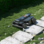 Segway Navimow X450E AWD Mähroboter überquert Steinplatten dank Allradantrieb sicher