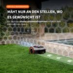 Segway Navimow i2 Mähroboter mit virtuellen Begrenzungen im modernen Garten – erkennt automatisch Grenzen und mäht nur den gewünschten Bereich