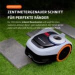 Segway Navimow i2 Mähroboter mit automatischem Kantenschnitt an Terrassenplatten – zentimetergenauer Randschnitt für perfekte Rasenkanten