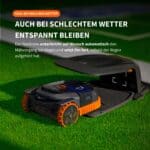 Segway Navimow X3 Mähroboter kehrt bei Regen automatisch zur Ladestation zurück – wetterbeständig mit automatischer Regenpause