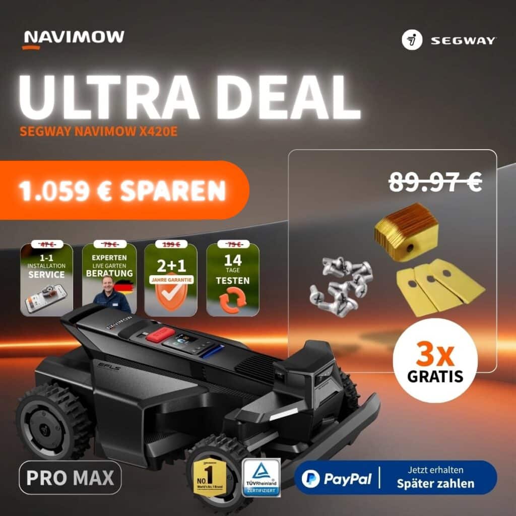 Segway Navimow X420E AWD Black Edition Ultra Deal – 1.059 Euro sparen inkl. 3x gratis Klingen