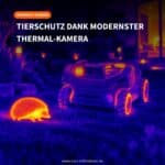 Wärmebildaufnahme: Der Navimow H5 Pro erkennt einen Igel im Dunkeln an seiner Körperwärme und stoppt die Messer